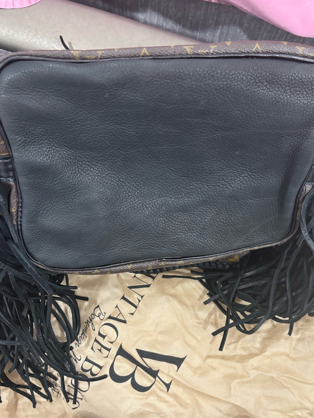 Monogram Drawstring Bucket Bag in Brown and Black with Original Dustbag - Picture 12 of 16